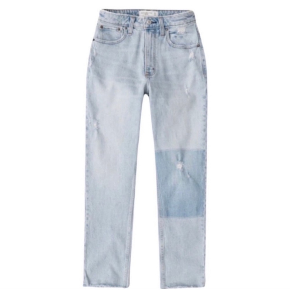 Abercrombie‎ & Fitch High Rise The Mom Jean 26s 2s short light wash denim jeans
